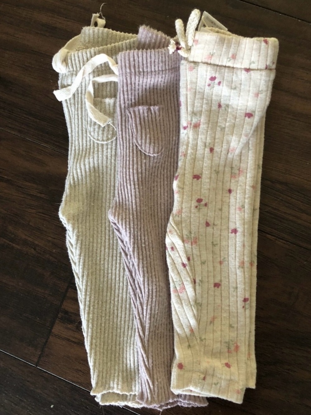 Zara Girls Ribbed Leggings - Cream, Light Pink, Floral